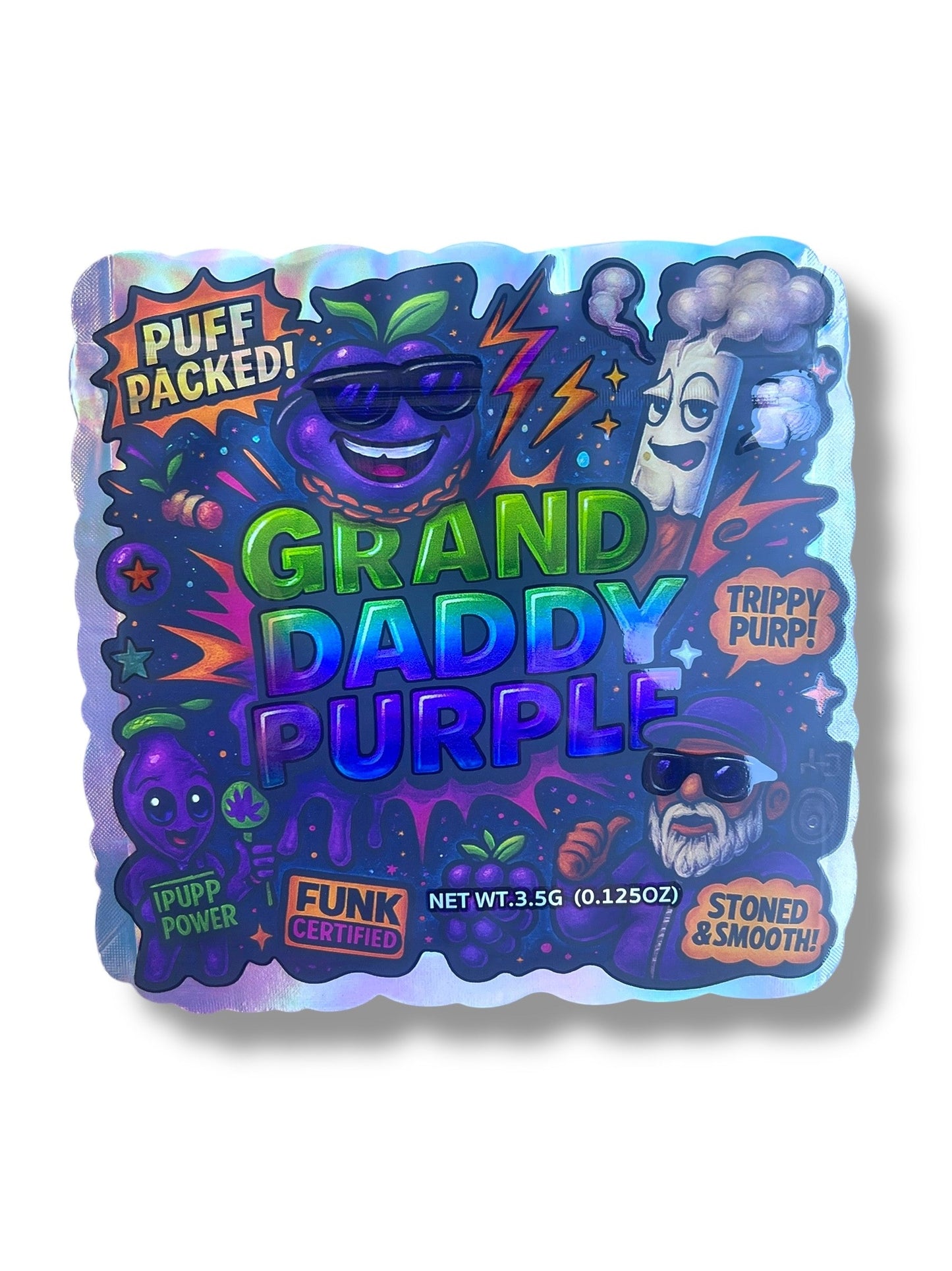 Grand Daddy Purple Mylar Bag 3.5g shape bag