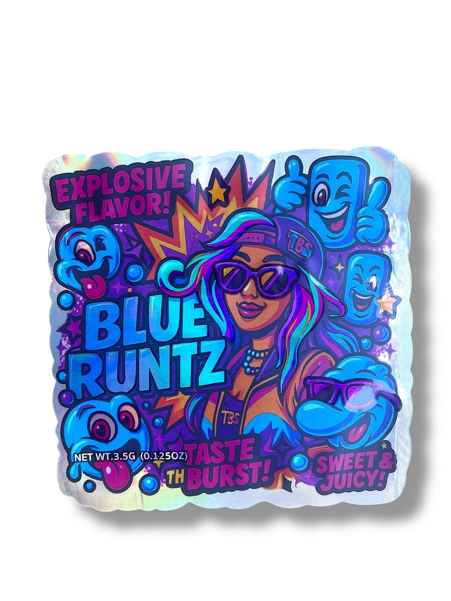 Blue Runtz Mylar Bag 3.5g - shape bags