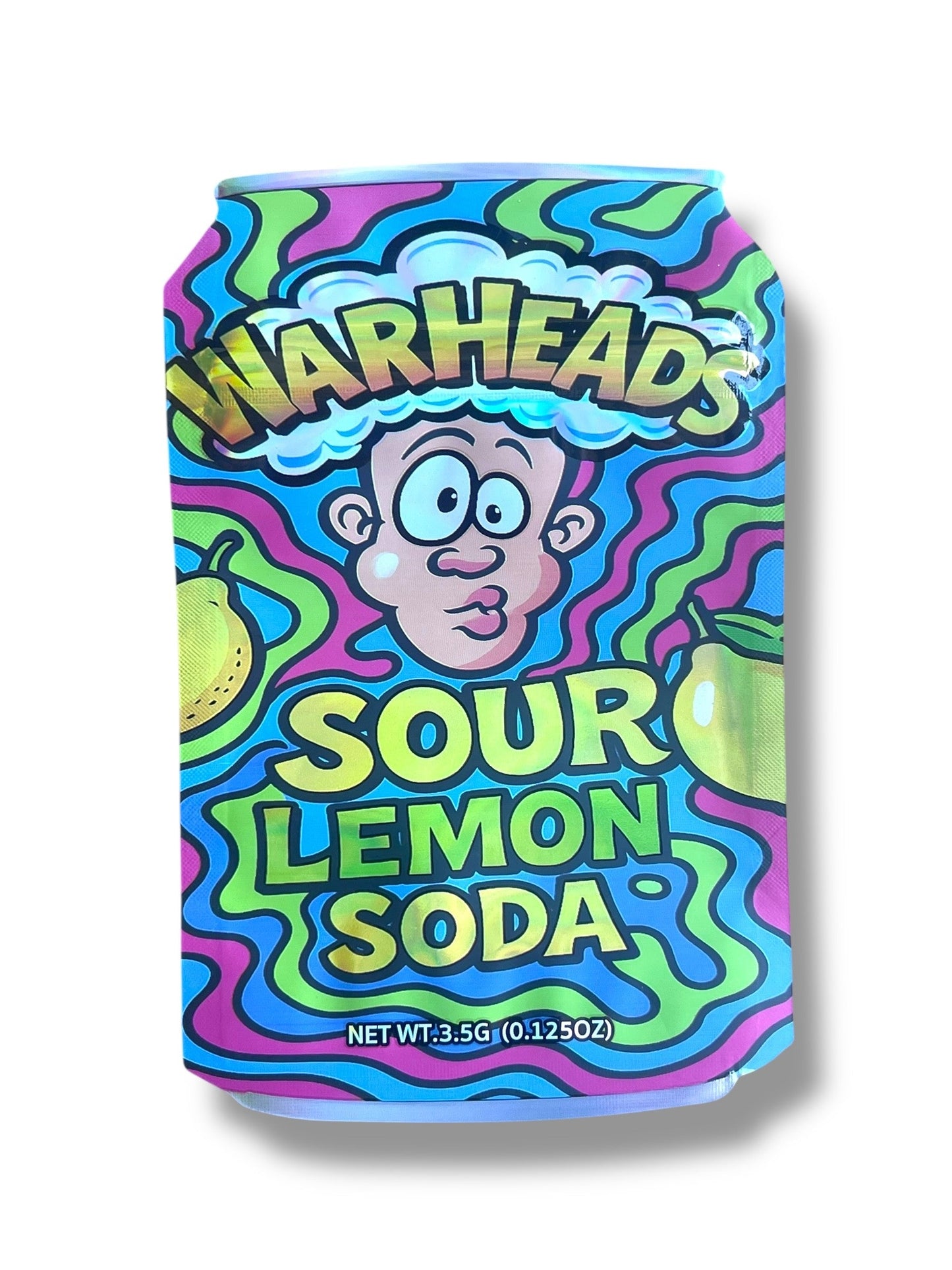 Warheads Sour Lemon Soda Mylar Bag 3.5g shape bags