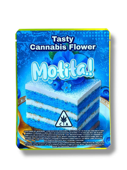 Motita Blueberry Velvet Cake 3.5G Sticker Mylar Bag (4x5, Zip Lock)