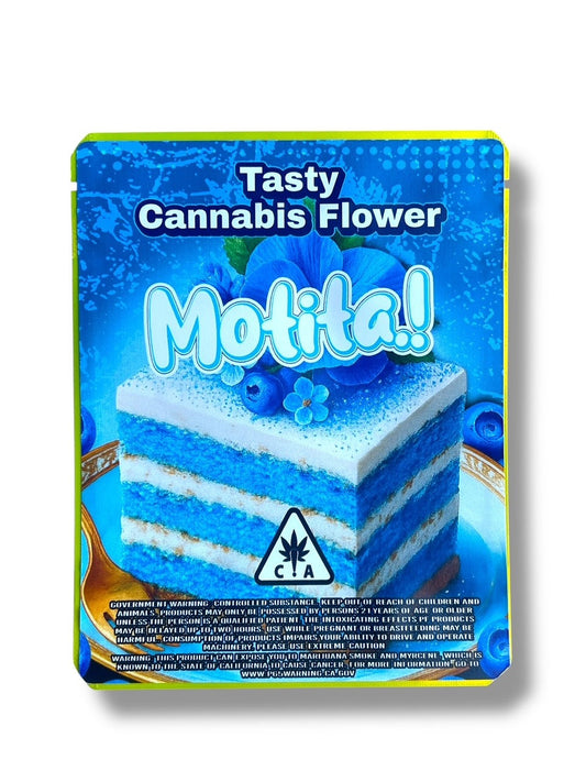 Motita Blueberry Velvet Cake 3.5G Sticker Mylar Bag (4x5, Zip Lock)