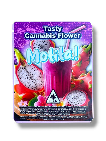 Motita Dragon Fruit Milkshake 3.5G Sticker Mylar Bag (4x5, Zip Lock)