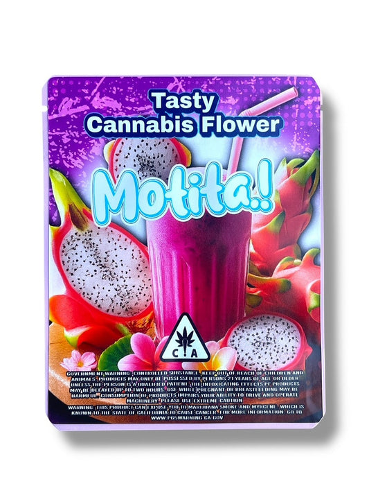 Motita Dragon Fruit Milkshake 3.5G Sticker Mylar Bag (4x5, Zip Lock)