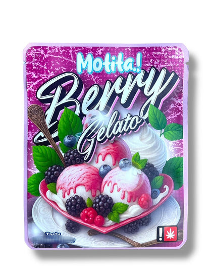 Motita Berry Gelato 3.5G Sticker Mylar Bag (4x5, Zip Lock)