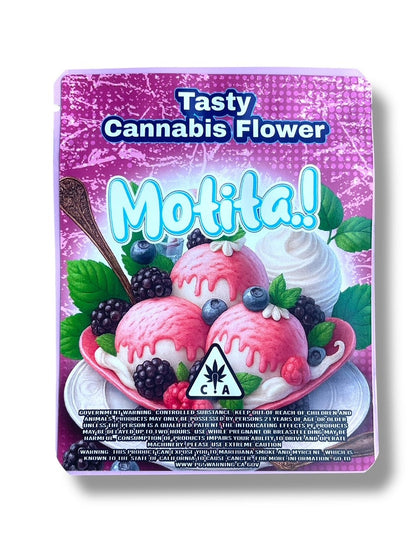 Motita Berry Gelato 3.5G Sticker Mylar Bag (4x5, Zip Lock)