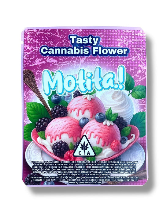 Motita Berry Gelato 3.5G Sticker Mylar Bag (4x5, Zip Lock)
