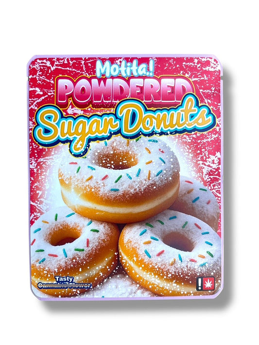 Motita Powdered Sugar Donuts 3.5G Sticker Mylar Bag (4x5, Zip Lock)
