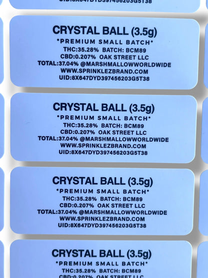 Sprinklez Crystal Ball 3.5G Mylar Bags -With stickers and label