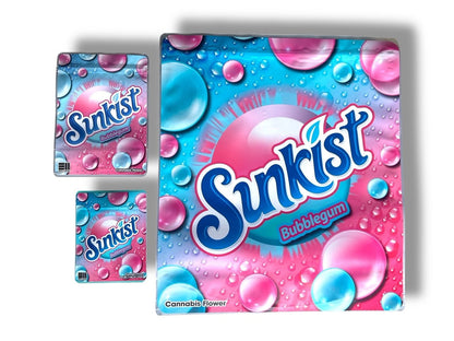 Sunkist Bubblegum Combo Sticker Mylar Bags | 16oz, 1oz & 3.5g