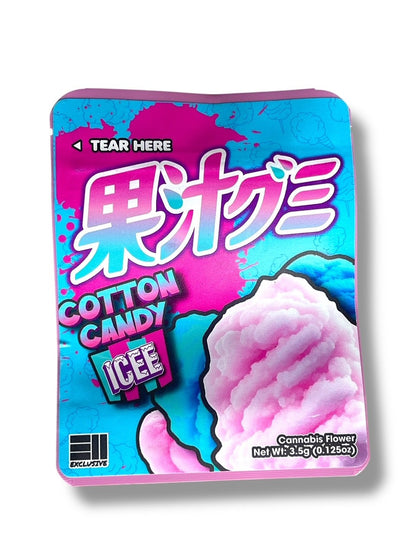 Cotton Candy Icee Combo Sticker Mylar Bags | Stand-Up 16oz, 1oz & 3.5g