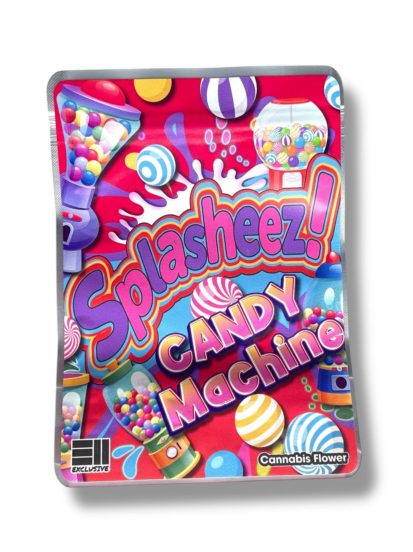 Splasheez Candy Machine Combo Sticker Mylar Bags | Stand-Up 16oz, 1oz & 3.5g
