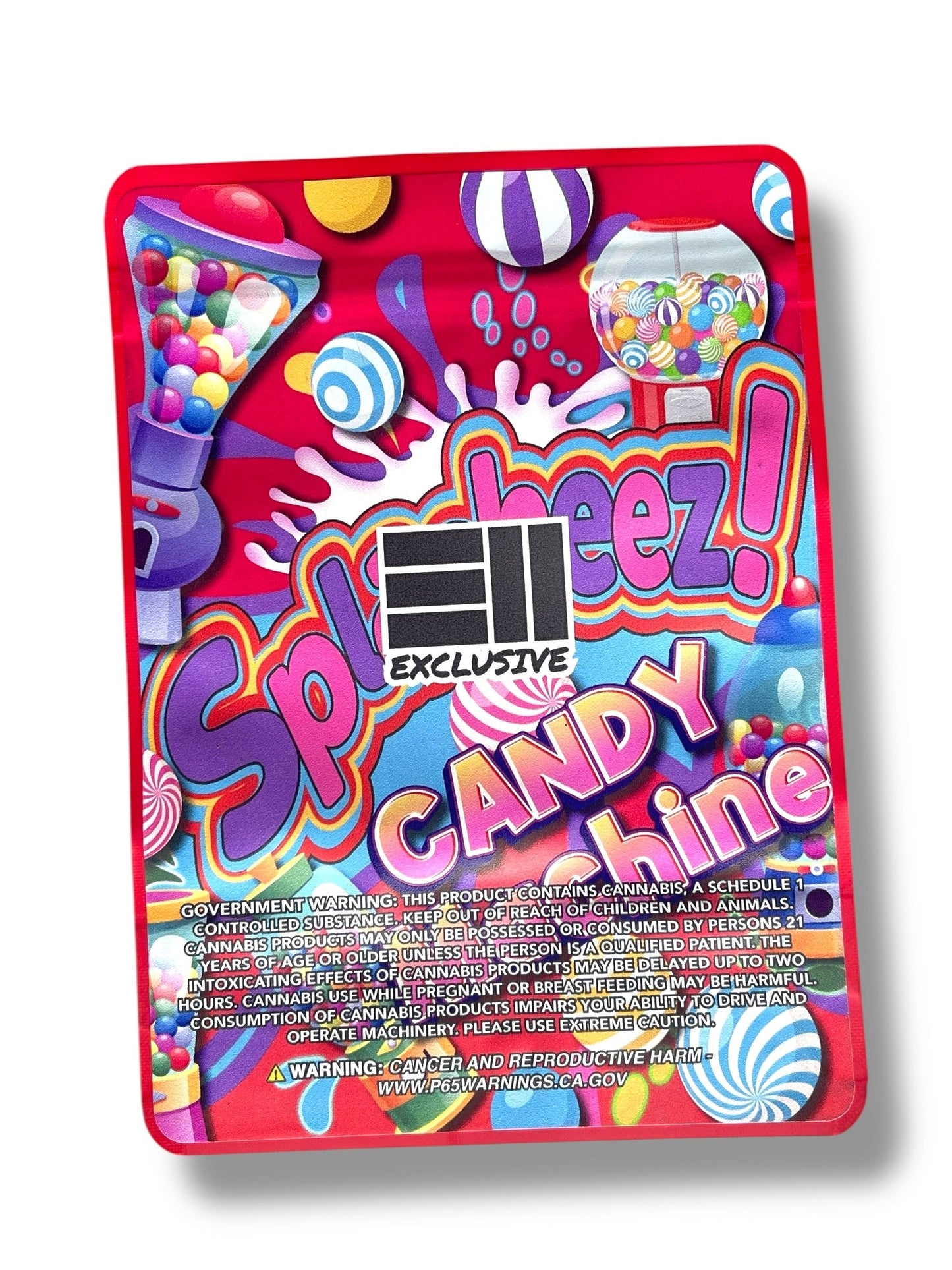 Splasheez Candy Machine Combo Sticker Mylar Bags | Stand-Up 16oz, 1oz & 3.5g