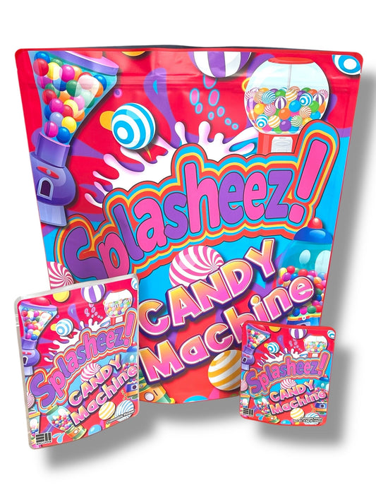 Splasheez Candy Machine Combo Sticker Mylar Bags | Stand-Up 16oz, 1oz & 3.5g