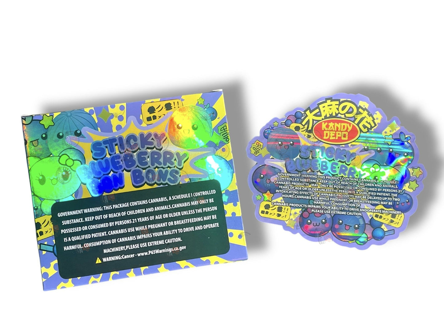 Kandy Depo Sticky Blueberry Bon Bons Mylar Bags with Boxes 3.5g Box Packaging Holographic