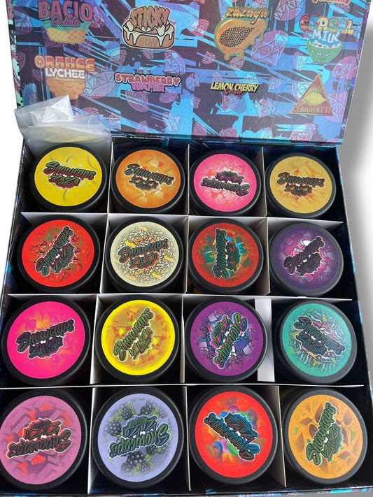 Persy Snowballs Zaza Edition 16-1oz Glass Jars - Varity Pack 16 Flavors in box 1-pound empty jars