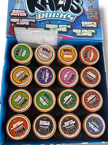 Kawz Exotic Slurpee Edition Moon Rocks 1oz Glass Jars - Varity Pack 16 Strains in box Empty Jars