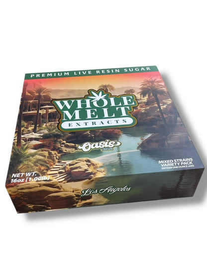 Whole Melt Oasis Edition 1oz Glass Jars - Varity Pack 16 Strains in box Empty Jars