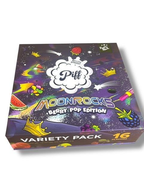 Piff Moonrocks Berry POP Edition 1oz Plastic Jars - Varity Pack 16 Strains in box Empty Jars
