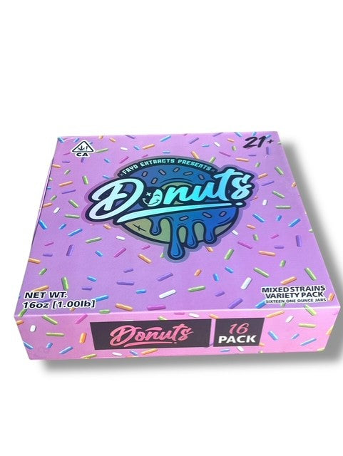 Donuts 1oz Glass Jars - Varity Pack 16 Strains in box Empty Jars