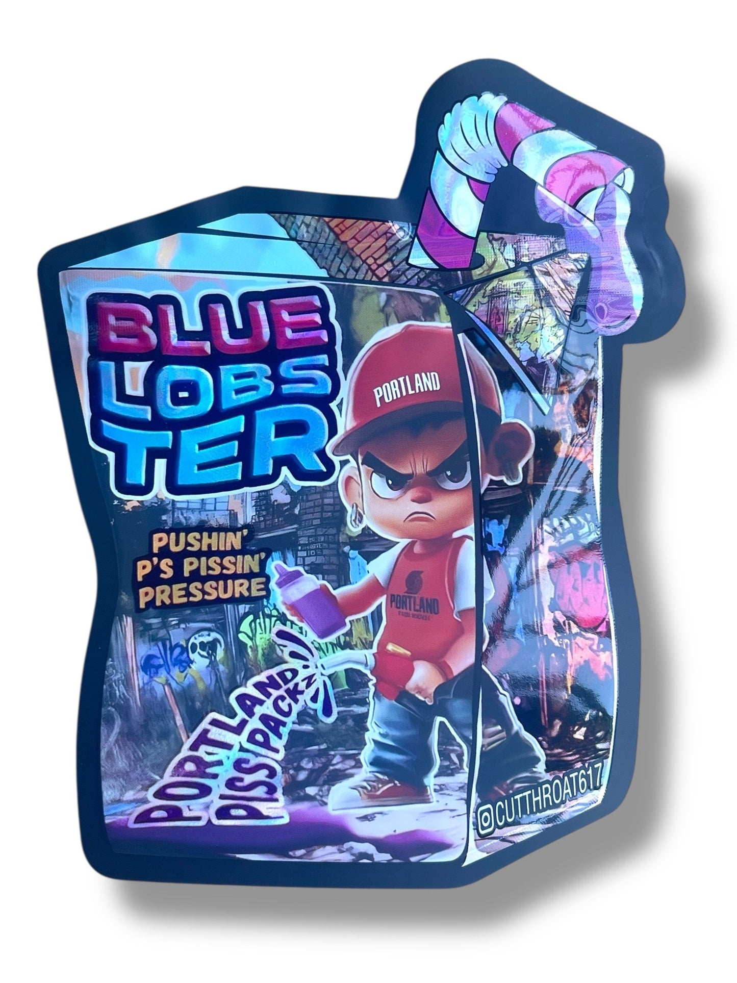 Blue Lobster Portland Piss Packz 3.5g Mylar Bag- Packaging Only Juice box
