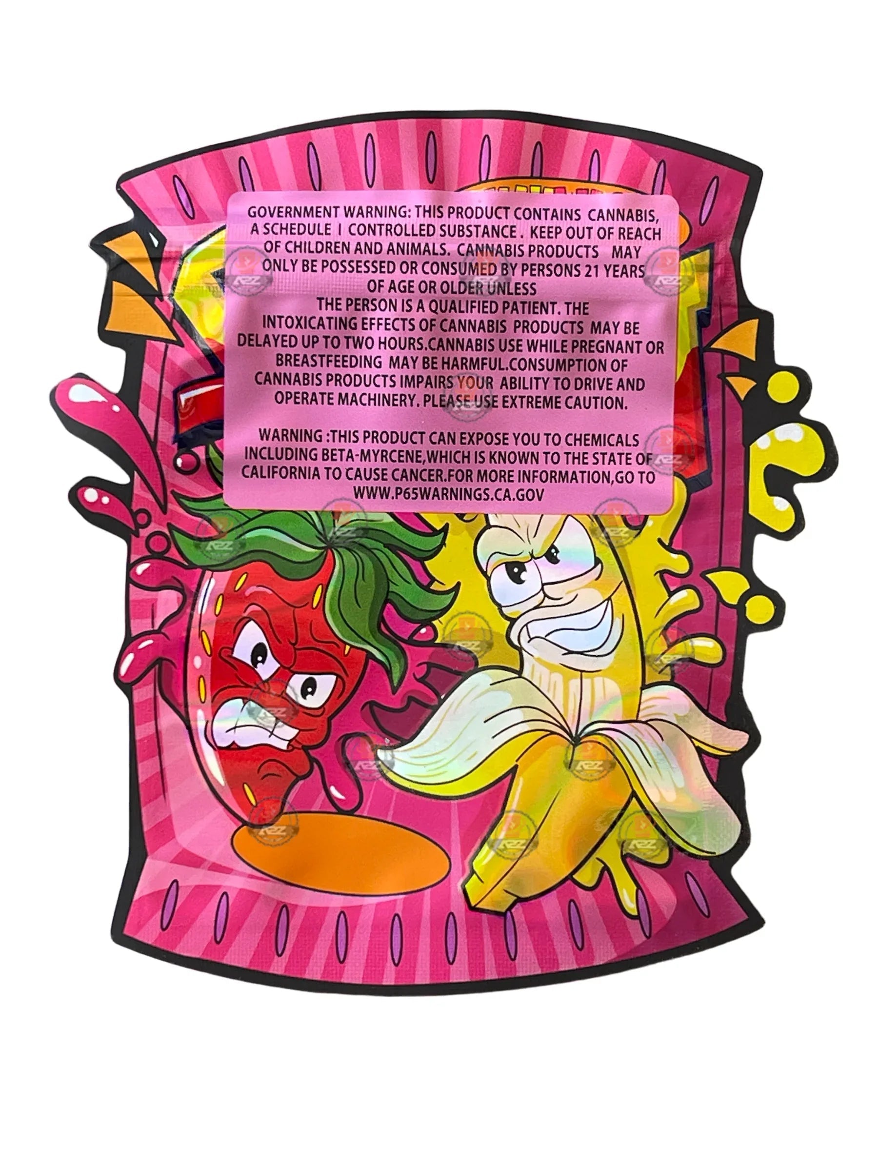 Strawnana Burstz 3.5 grams Mylar Bag Holographic Strawberry and Banana Burst - Black Unicorn Hub