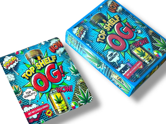 Top Shelf OG 3D Box and Bags 3.5g Box Packaging Holographic