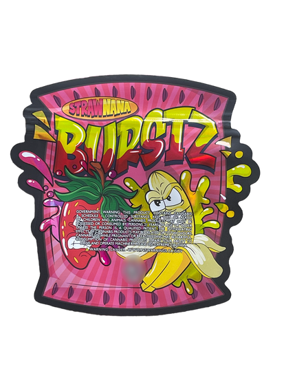 Strawnana Burstz 200 MG Mylar Edible Bag Holographic - Strawberry and Banana Burst- Packaging Only