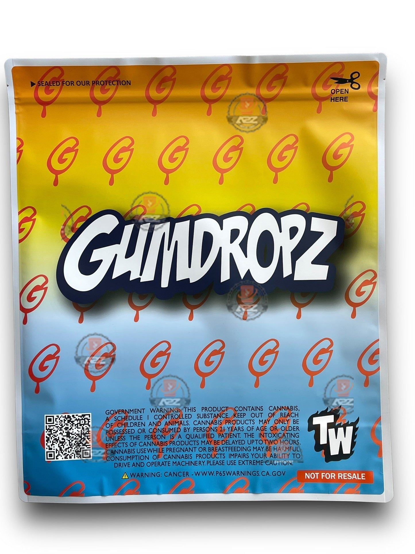 Gumdropz Gummi Peachieos 1 Pound Mylar Bag Net Weight 112G Packaging Only