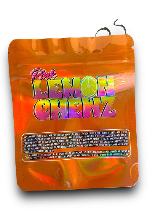 Pink Lemon Chewz 3.5G Mylar Bags Holographic