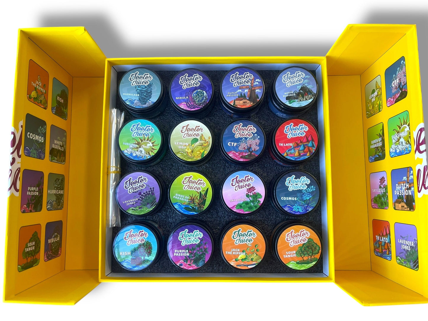Jeeter Juice Variety Pack 16-1oz Jars in a box Live Resin Empty Jars