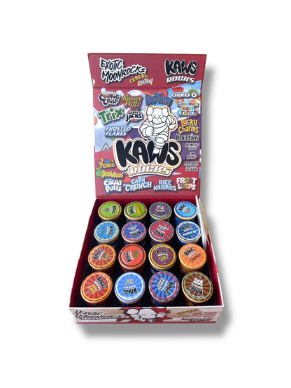 Kawz Moon Rocks Cereal Edition 1oz Glass Jars - Varity Pack 16 Strains in box Empty Jars