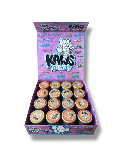 Kawz Moon Rocks Gelato Edition 1oz Glass Jars - Varity Pack 16 Strains in box Empty Jars