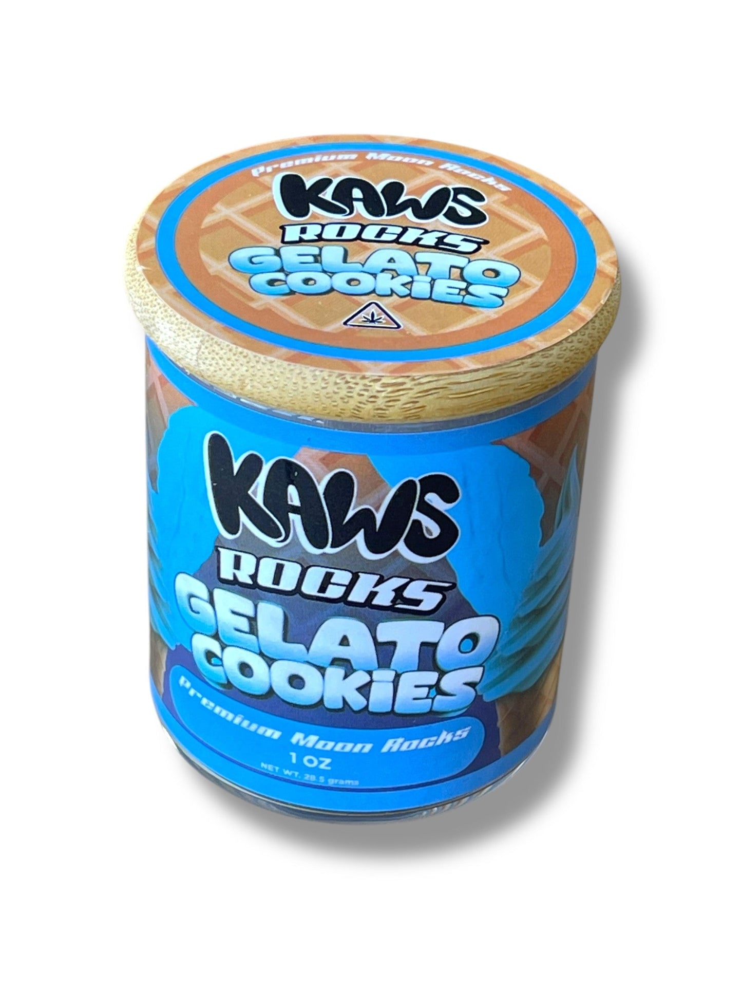 Kawz Moon Rocks Gelato Edition 1oz Glass Jars - Varity Pack 16 Strains in box Empty Jars