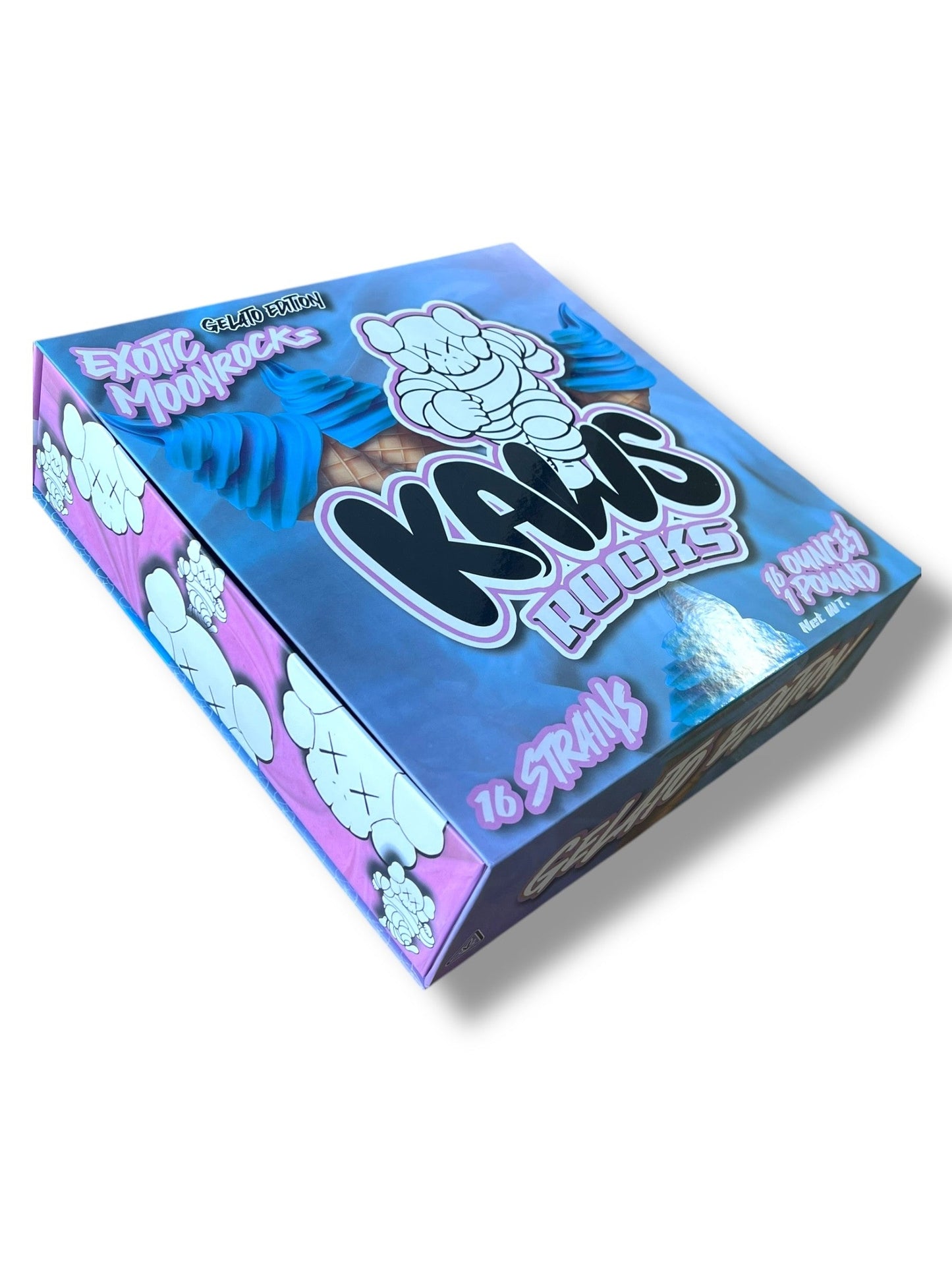 Kawz Moon Rocks Gelato Edition 1oz Glass Jars - Varity Pack 16 Strains in box Empty Jars