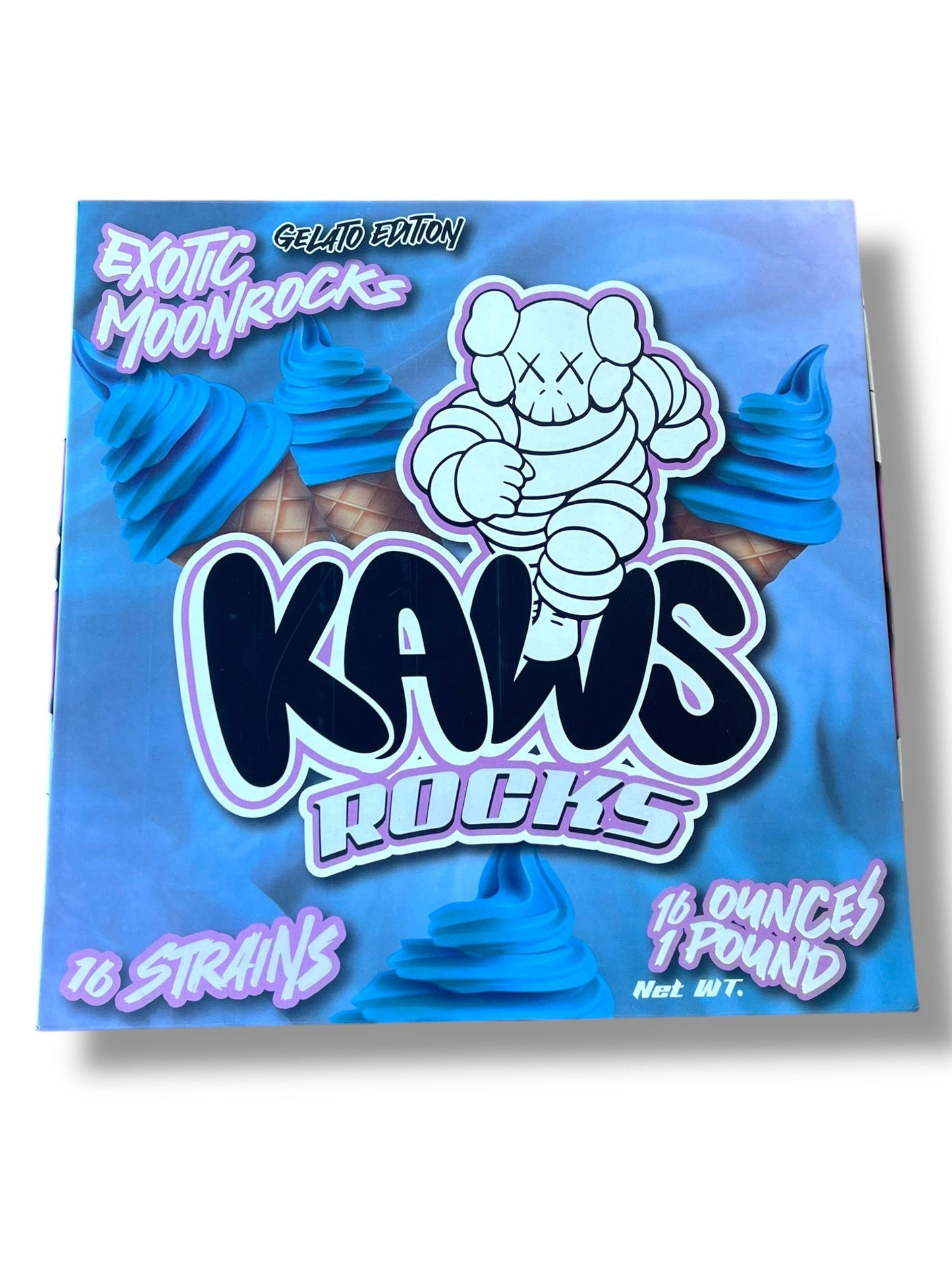 Kawz Moon Rocks Gelato Edition 1oz Glass Jars - Varity Pack 16 Strains in box Empty Jars