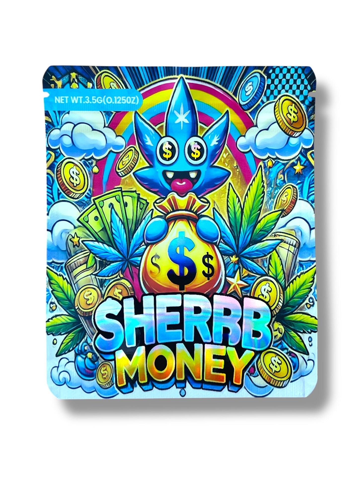 Sherb Money Bag 3.5g Holographic Mylar Bag- Packaging Only