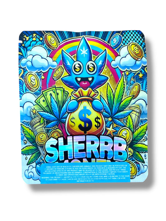 Sherb Money Bag 3.5g Holographic Mylar Bag- Packaging Only