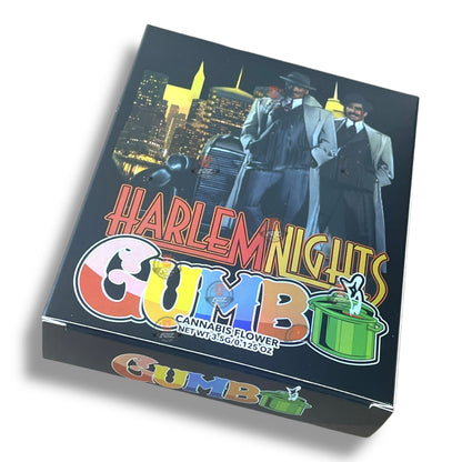 Harlem Nights Gumbo Mylar Bags with Boxes 3.5g Box Packaging