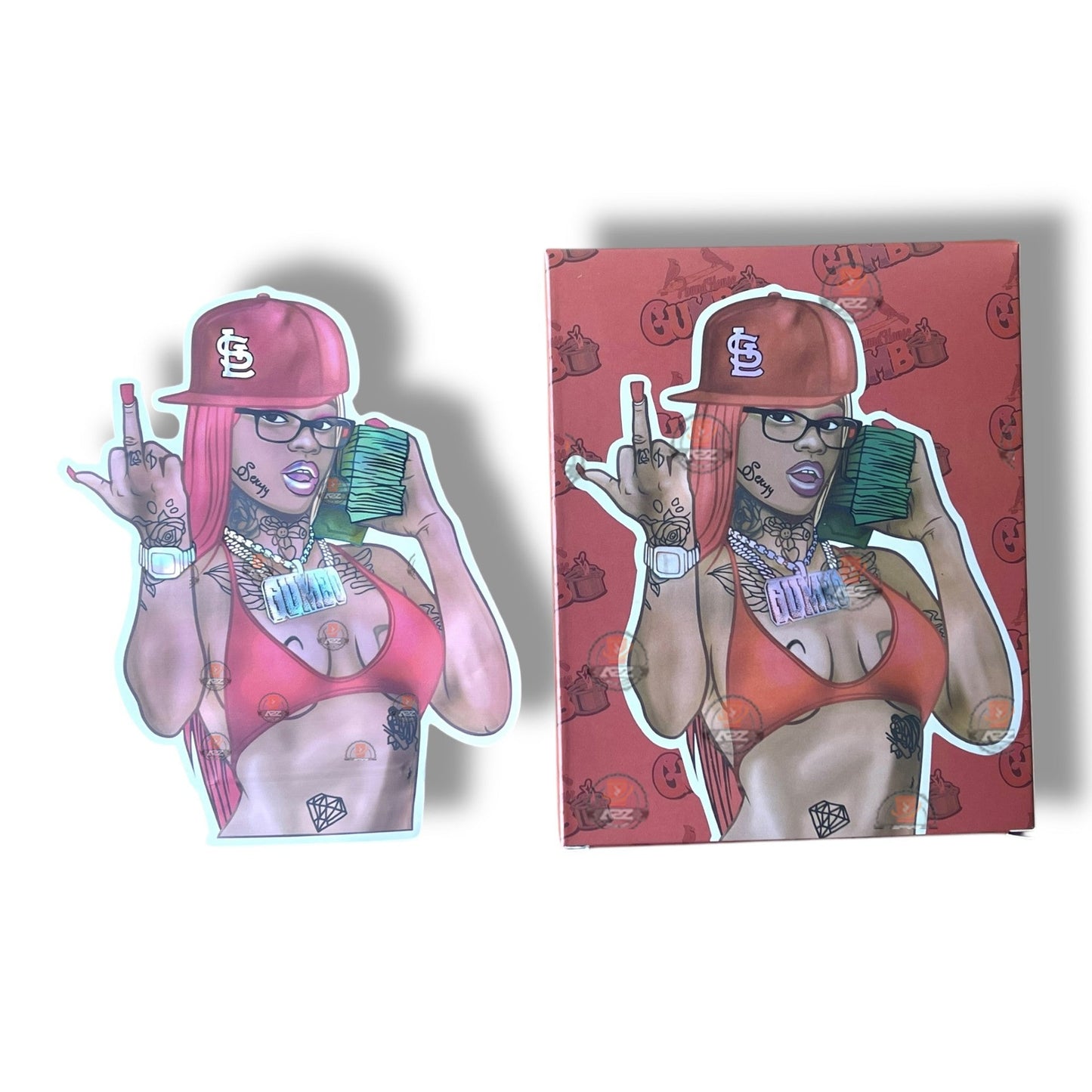 Sexy Red Gumbo Mylar Bags with Boxes 3.5g Box Packaging