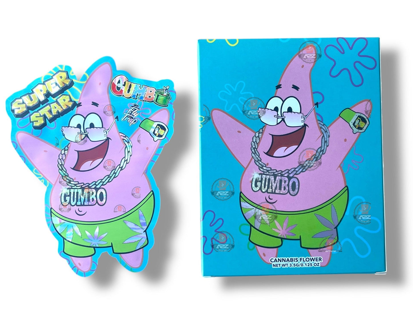 Super Star Gumbo Mylar Bags with Boxes 3.5g Box Packaging