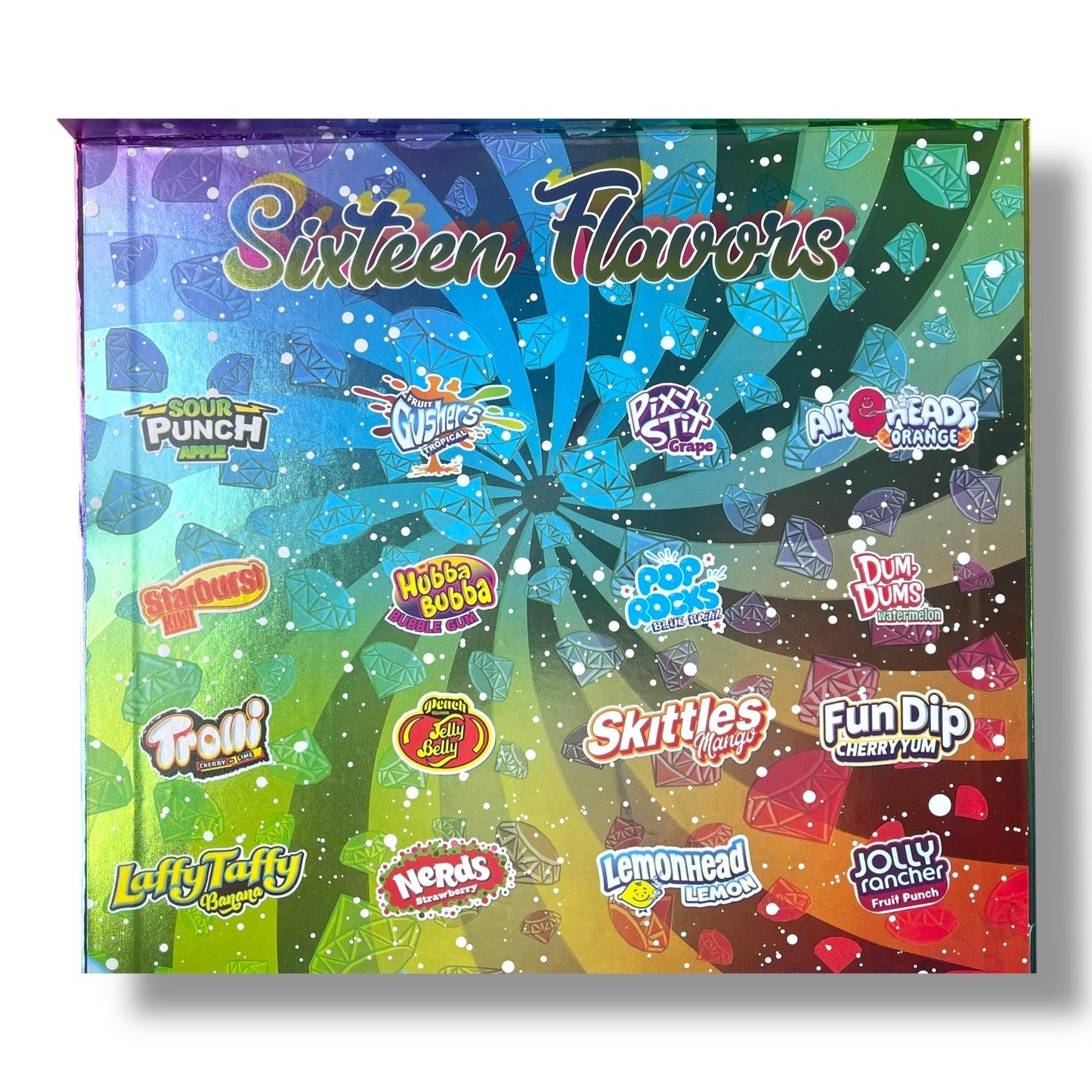 Persy Snowcaps Candy Edition 16-1oz Glass Jars - Varity Pack 16 Flavors in box 1 pound -Empty Jars