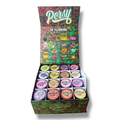 Persy Mini Snowballs Zaza Edition 16-1oz Glass Jars - Varity Pack 16 Flavors in box 1 pound empty jars
