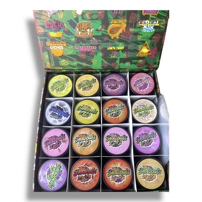 Persy Mini Snowballs Zaza Edition 16-1oz Glass Jars - Varity Pack 16 Flavors in box 1 pound empty jars