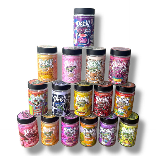 Persy Mini Snowballs Zaza Edition 16-1oz Glass Jars - Varity Pack 16 Flavors in box 1 pound empty jars