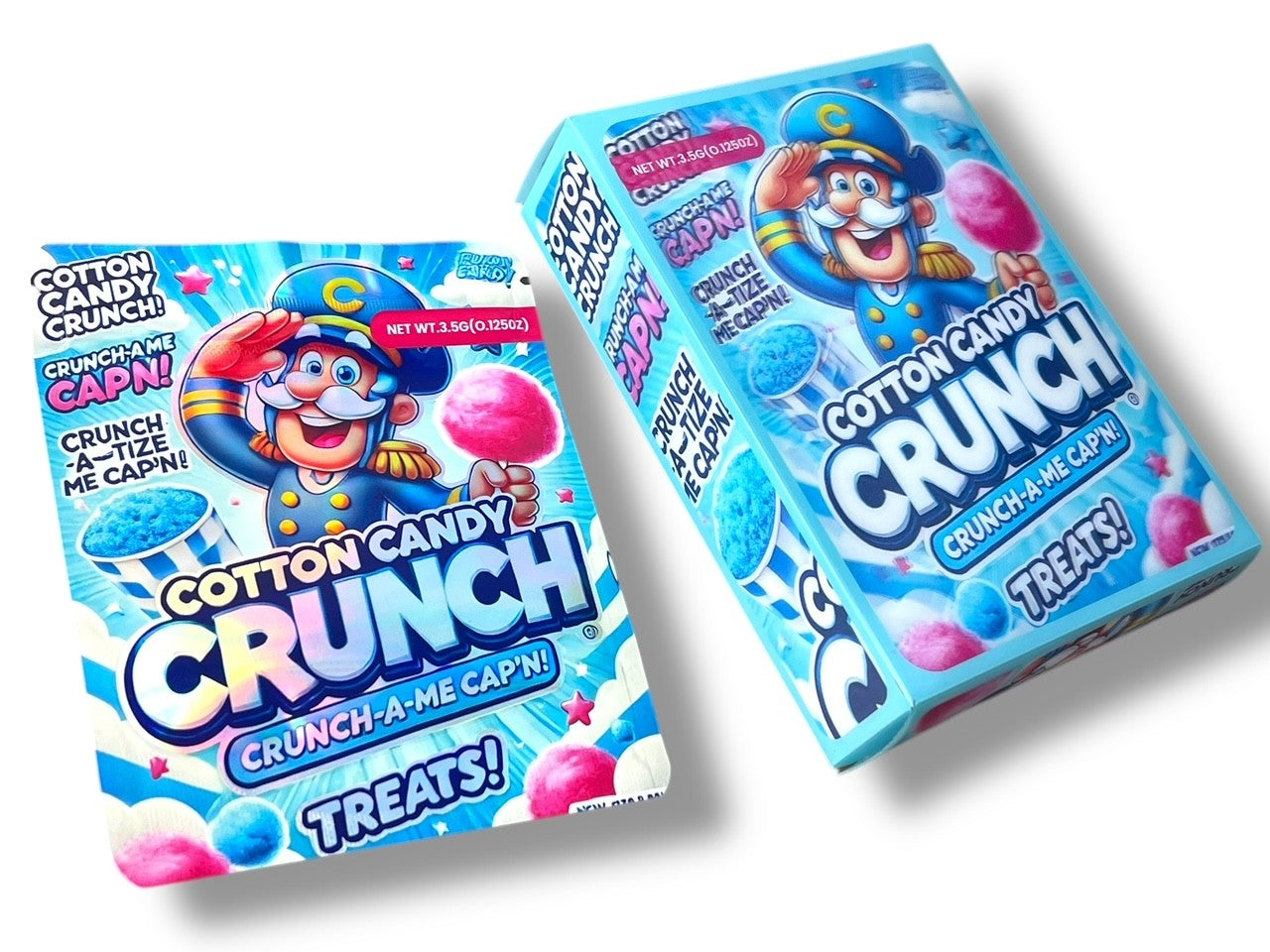 Cotton Candy Crunch 3D Box and Bags 3.5g Box Packaging Holographic