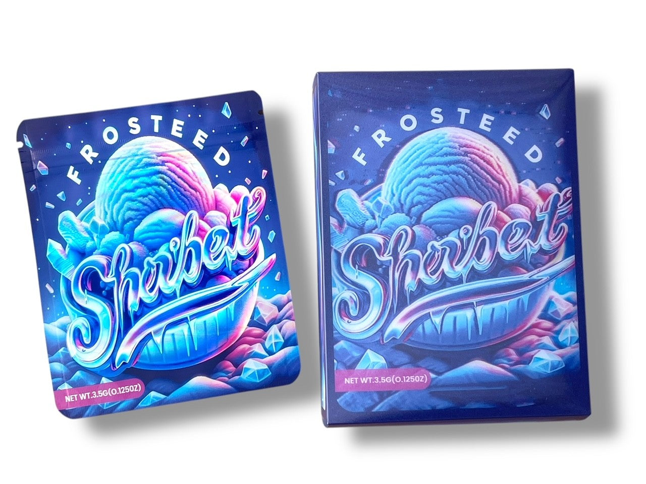 Frosted Sherbet 3D Box and Bags 3.5g Box Packaging Holographic