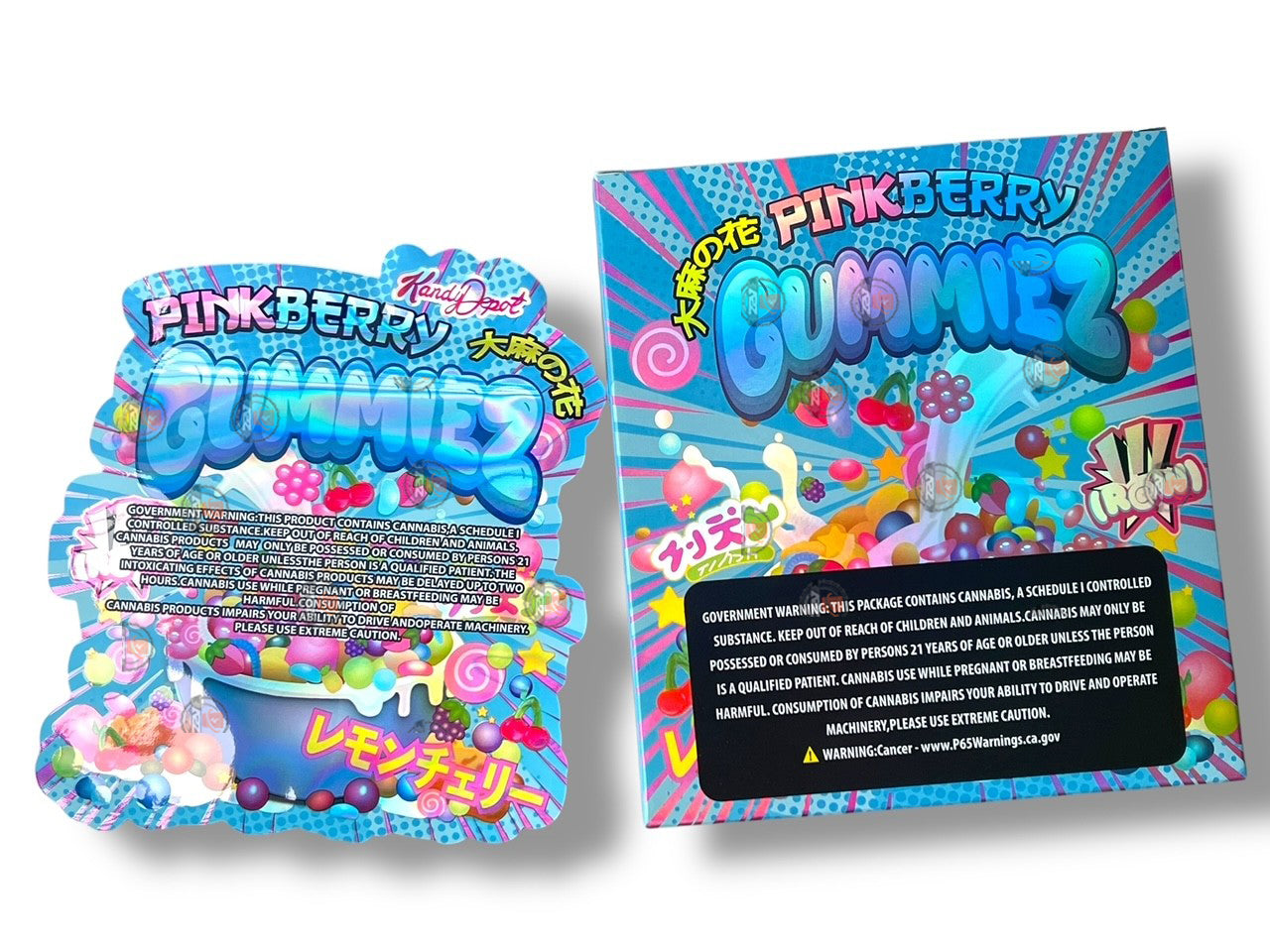 Pink Berry Gummies Kandy Depo Mylar Bags with Boxes 3.5g Box Packaging Holographic