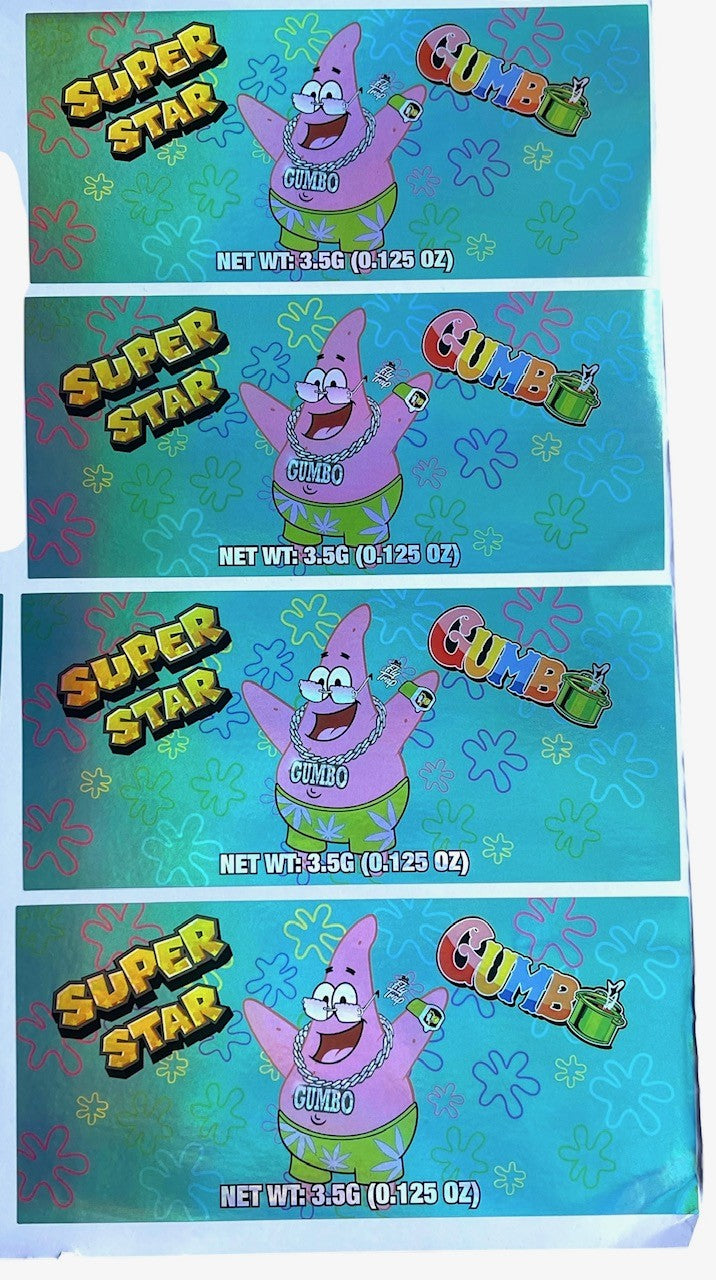 Push Pop Gumbo Super Star 3.5g Container Holographic sticker