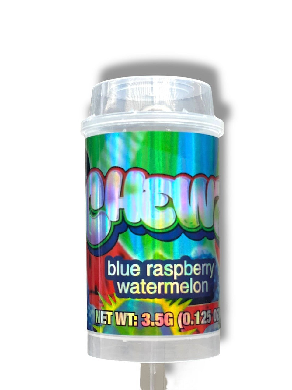 Push Pop Chewz Blue Raspberry Watermelon 3.5g Container Holographic sticker Ring Pop