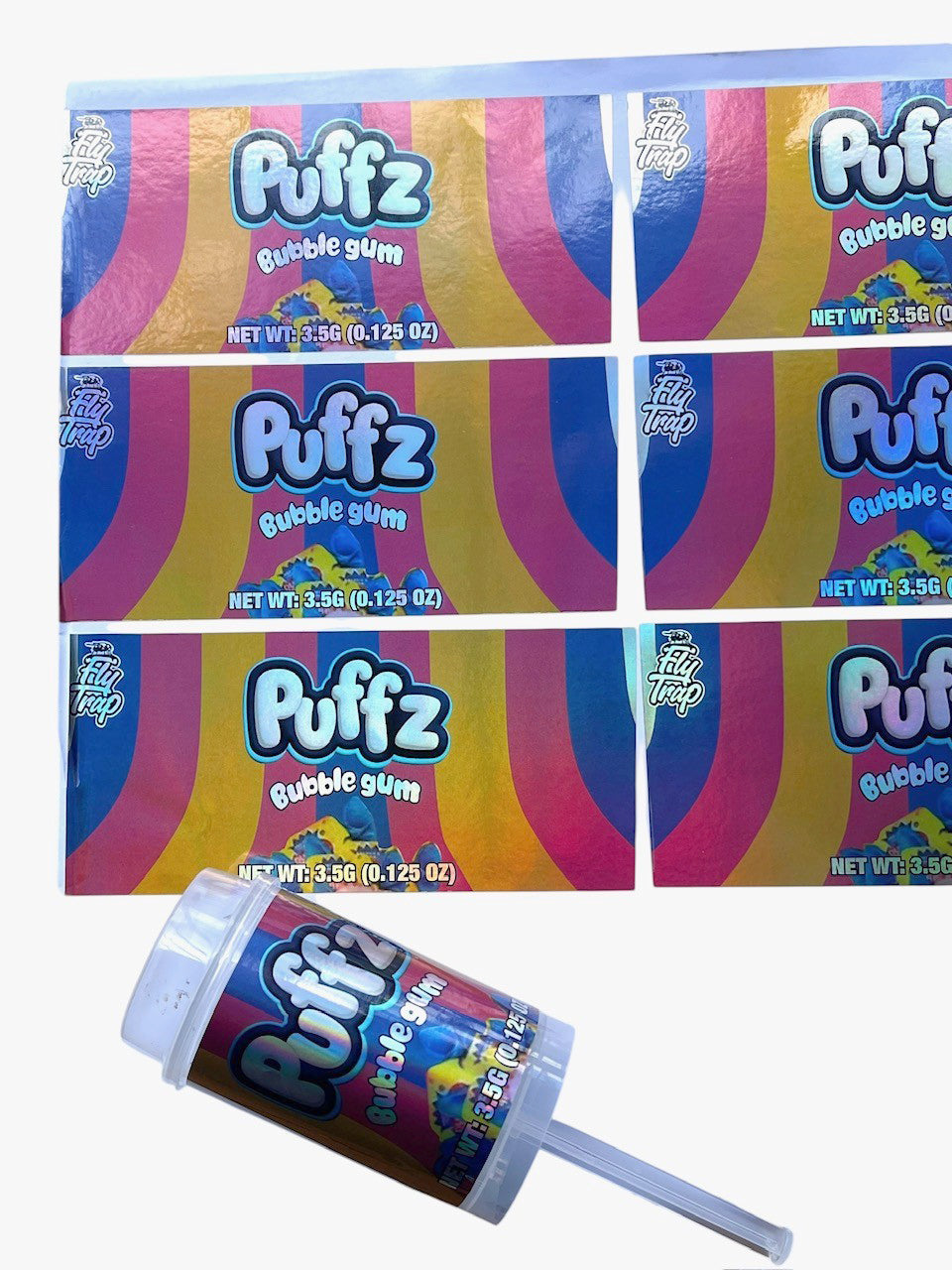 Push Pop Puffz Bubblegum 3.5g Container Holographic sticker
